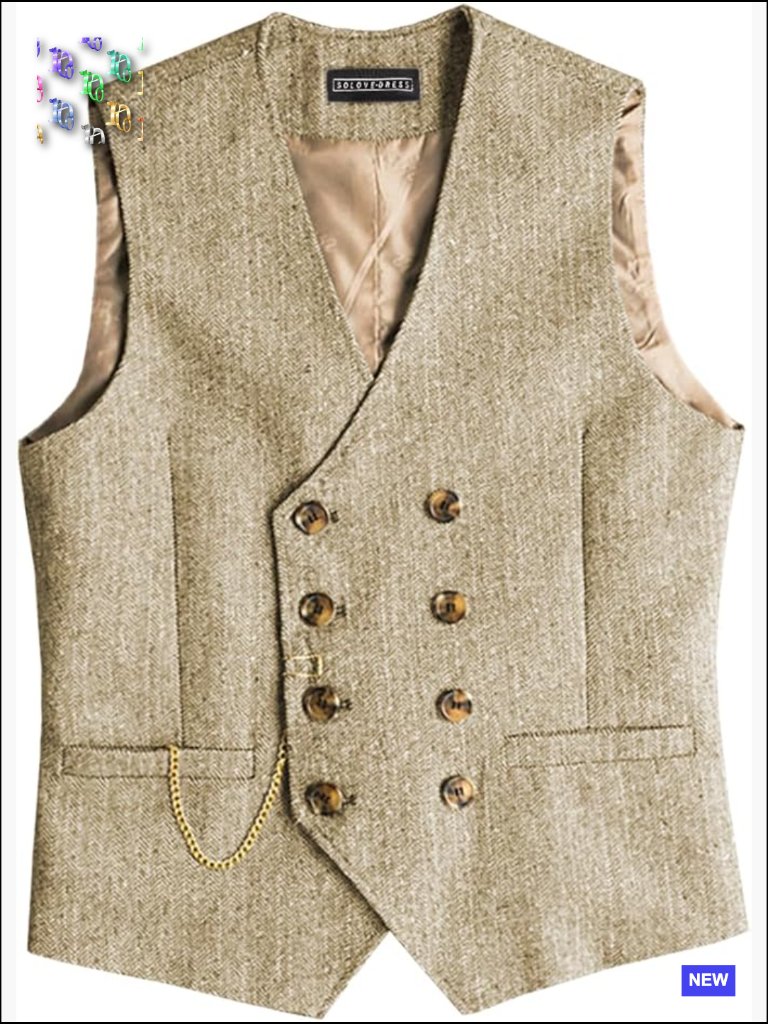 Classic Wool Herringbone Vest Modern Fit Regular Tailored Wedding Party